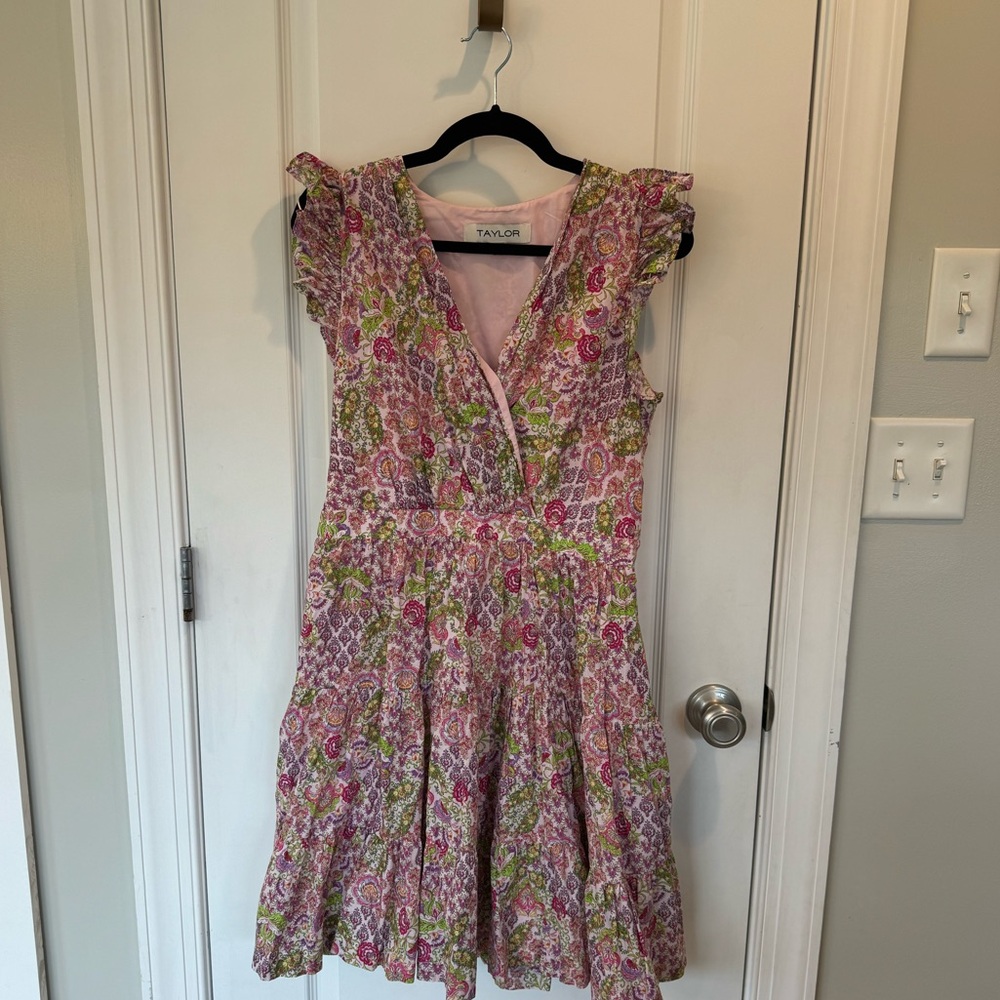 Pink and Green Floral Dress